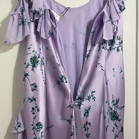 NEW Cinq a Sept Womens Kersti Silk Dress 12 Lined Midi Ruffle Lilac Wine Revolve - Picture 10 of 15